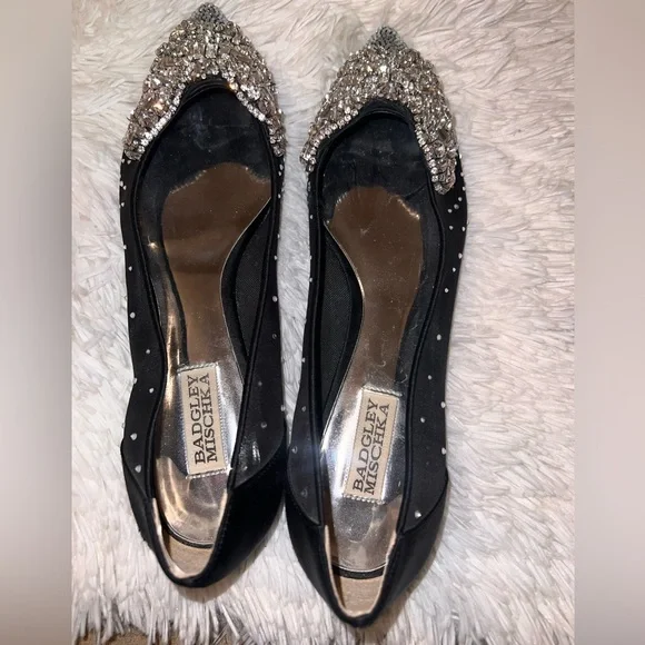 Badgley Mischika Black Embellished Flats - Picture 6 of 8